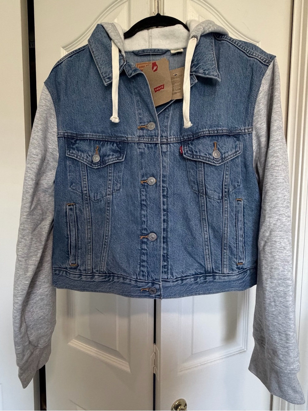 Levi's Light Blue Denim Jacket with Grey Hood